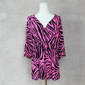 Dear Scarlett Vibrant Zebra Print V-Neck Dress Lightweight & Soft